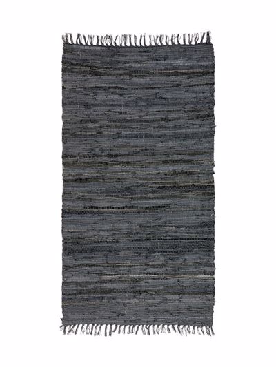 ΠΕΡΣΙΚΑ Χαλί Δερμάτινο με Κρόσσια 'Leather Rugs Solid' 130227/02A Charcoal 70x130cm PRS030584